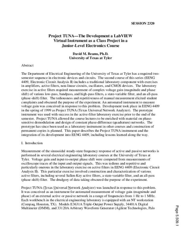 (PDF) Project Tuna The Development Of A Lab View Virtual Instrument As ...