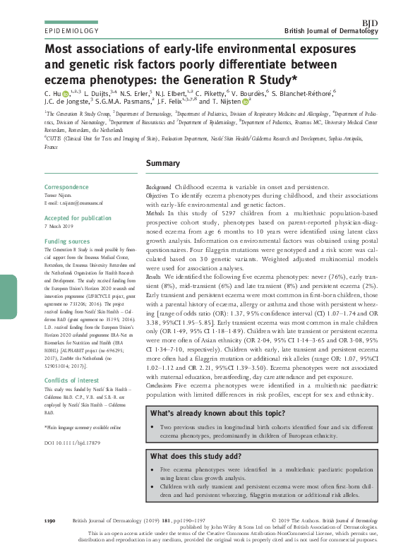 (PDF) Most associations of early‐life environmental exposures and ...