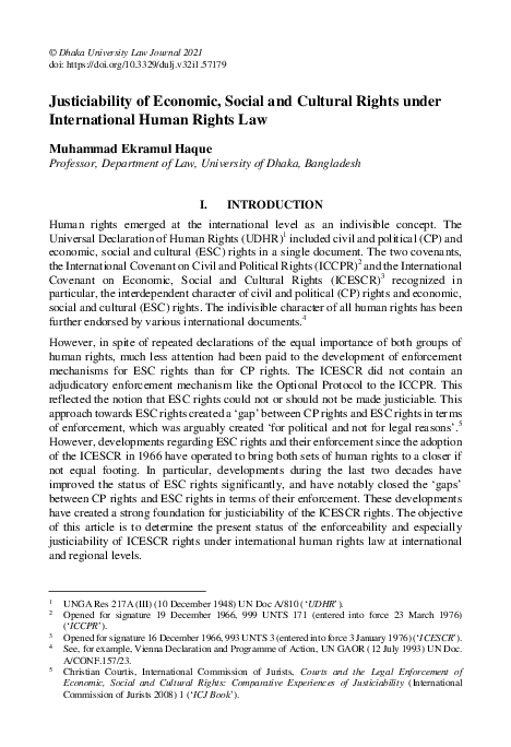 (PDF) Justiciability of Economic, Social and Cultural Rights under ...
