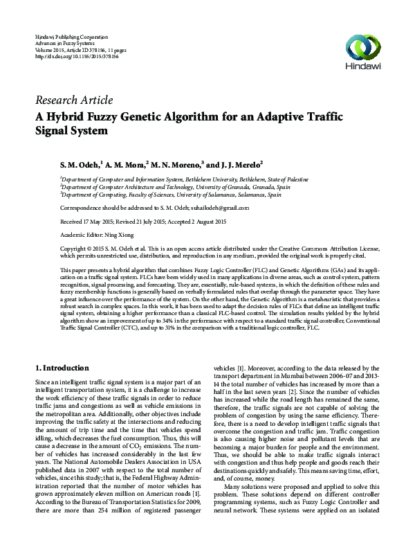 (PDF) A Hybrid Fuzzy Genetic Algorithm for an Adaptive Traffic Signal ...
