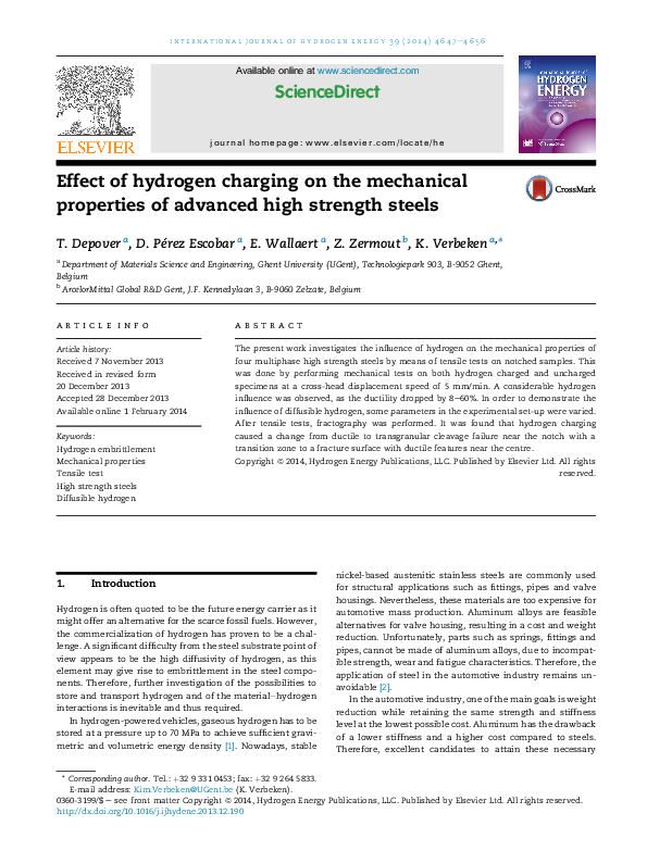 (PDF) Effect of hydrogen charging on the mechanical properties of ...