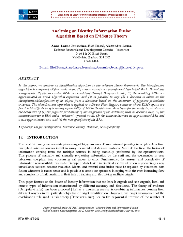 (PDF) Analysing an identity information fusion algorithm based on ...