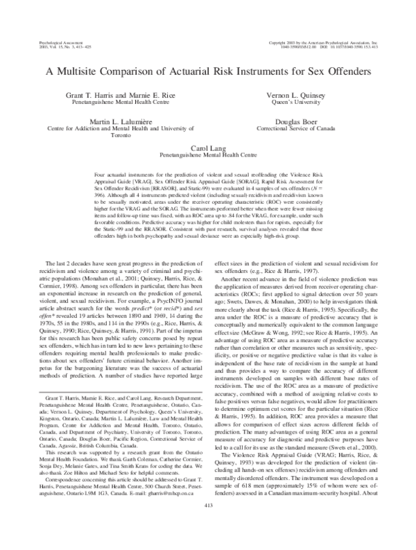(PDF) A Multisite Comparison of Actuarial Risk Instruments for Sex ...