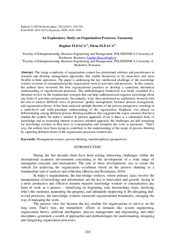 (PDF) An Exploratory Study on Organization Processes Taxonomy