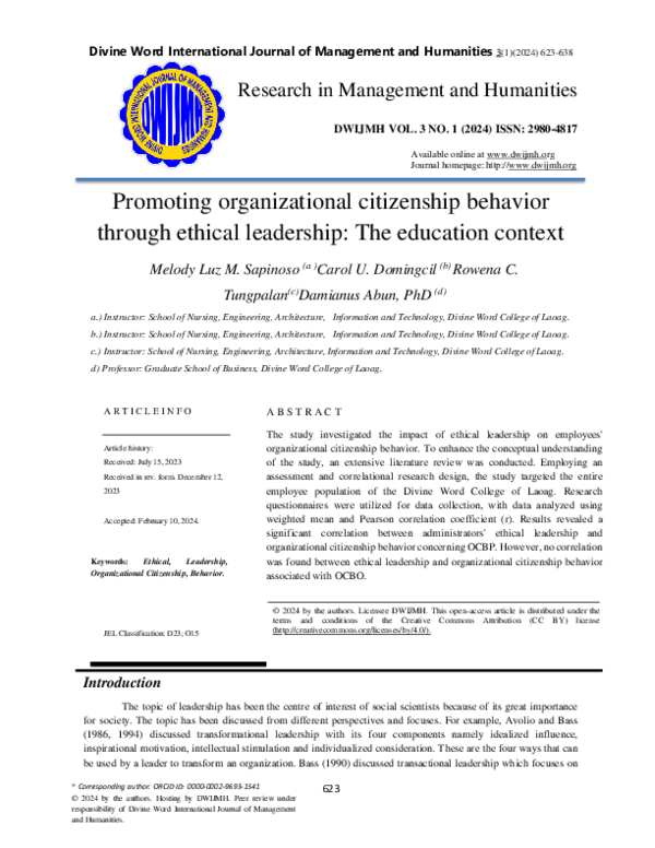 (PDF) Promoting organizational citizenship behavior through ethical ...