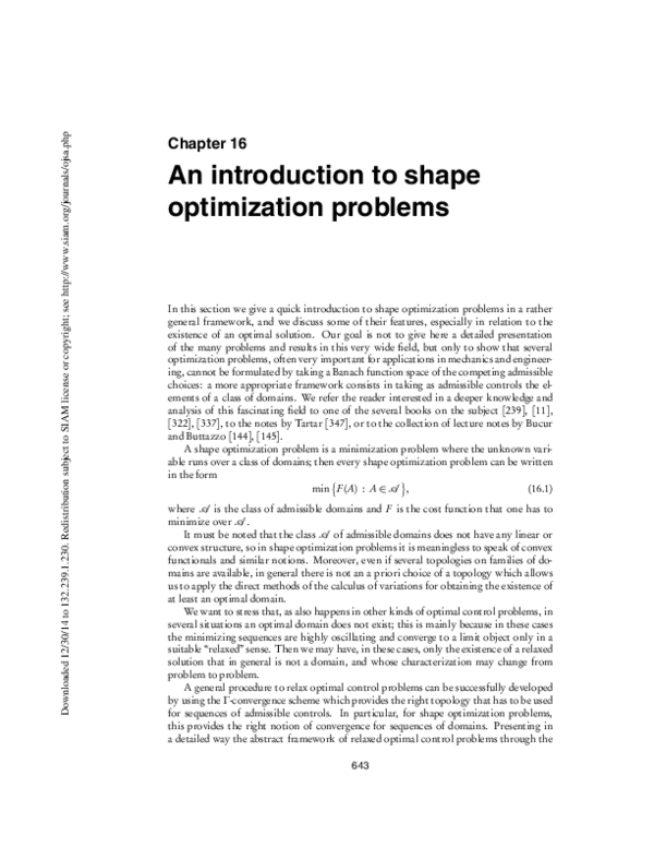 (PDF) Chapter 16: An introduction to shape optimization problems