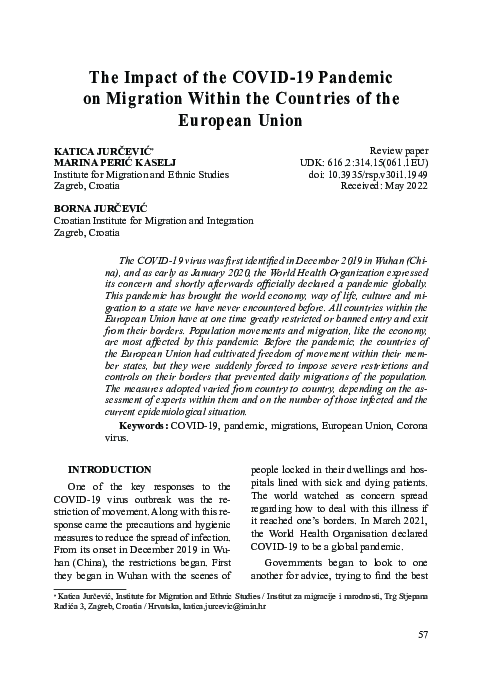 (PDF) The Impact of the COVID-19 Pandemic on Migration Within the ...