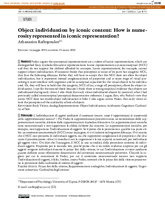 (PDF) Object individuation by iconic content: How is numerosity ...
