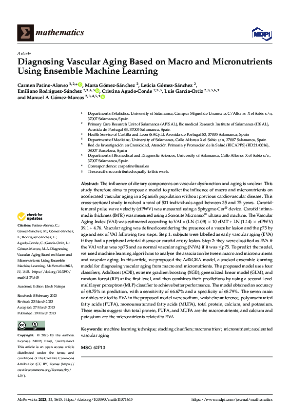 (PDF) Diagnosing Vascular Aging Based on Macro and Micronutrients Using ...