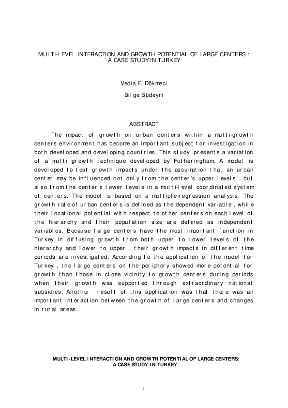 (PDF) Multi-Level Interaction And Growth Potential of Large Centers: A ...