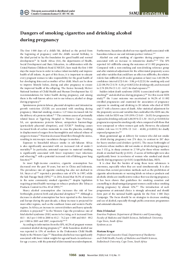 (PDF) Dangers of smoking cigarettes and drinking alcohol during pregnancy