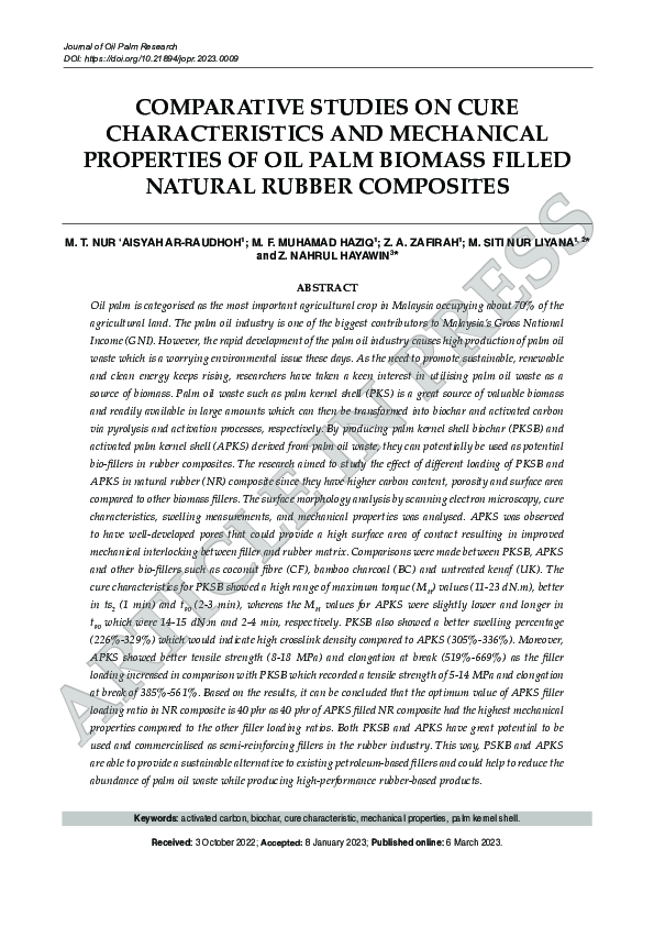 (PDF) Comparative Studies on Cure Characteristics and Mechanical ...