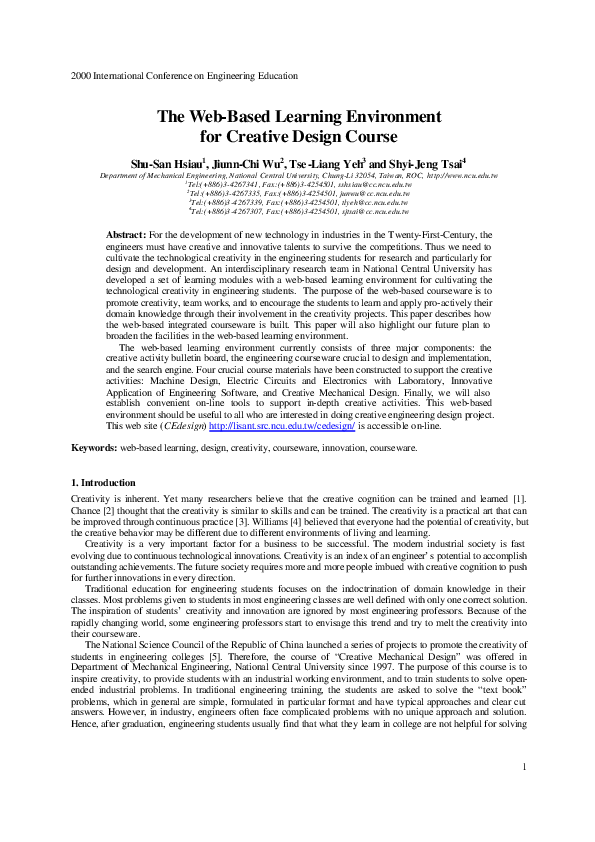 (PDF) The web-based learning environment for creative design course