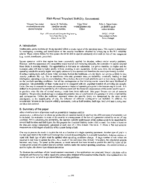 (PDF) Risk-based transient stability assessment