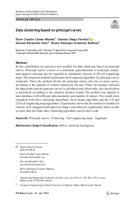 (PDF) Data clustering based on principal curves
