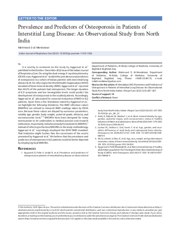 (PDF) Prevalence and Predictors of Osteoporosis in Patients of ...