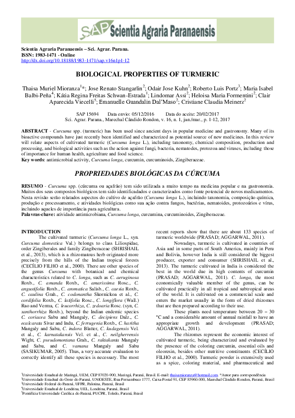 (PDF) Biological properties of turmeric