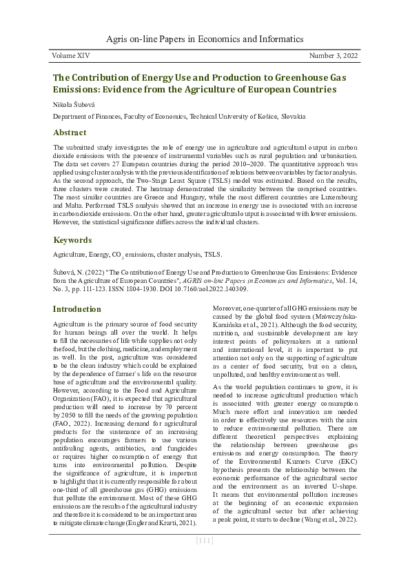 (PDF) The Contribution of Energy Use and Production to Greenhouse Gas ...