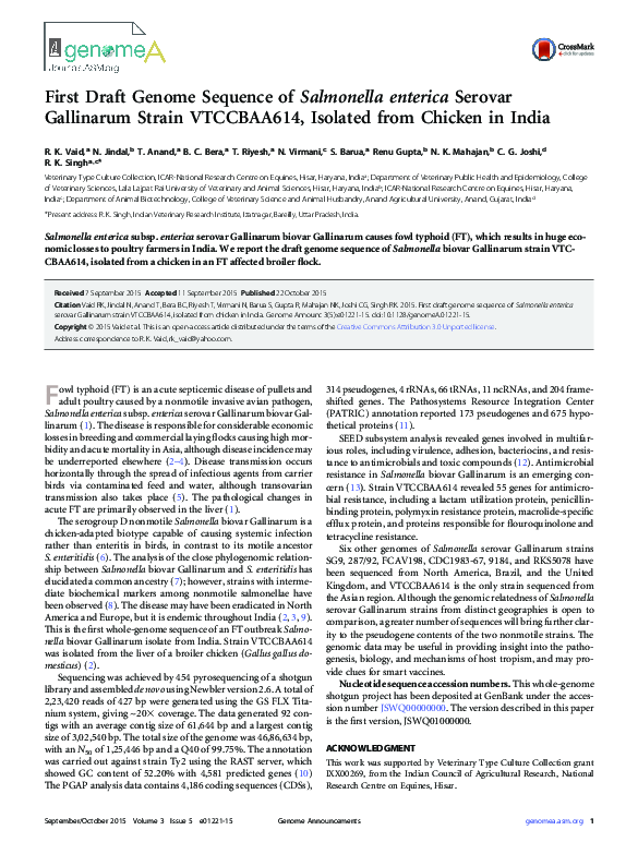 (PDF) First Draft Genome Sequence of Salmonella enterica Serovar ...