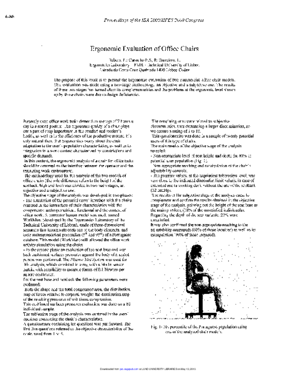 (PDF) Ergonomic Evaluation of Office Chairs