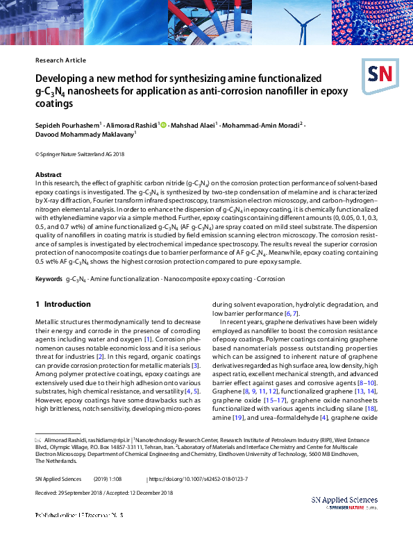 (PDF) Developing a new method for synthesizing amine functionalized g ...