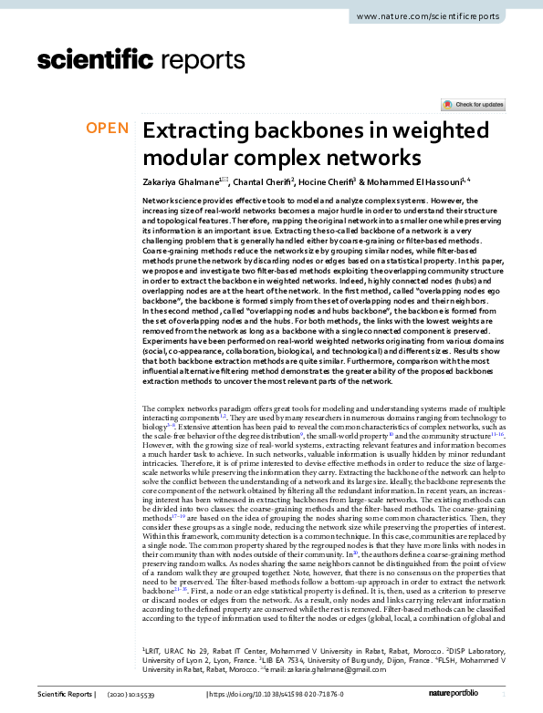 (PDF) Extracting backbones in weighted modular complex networks