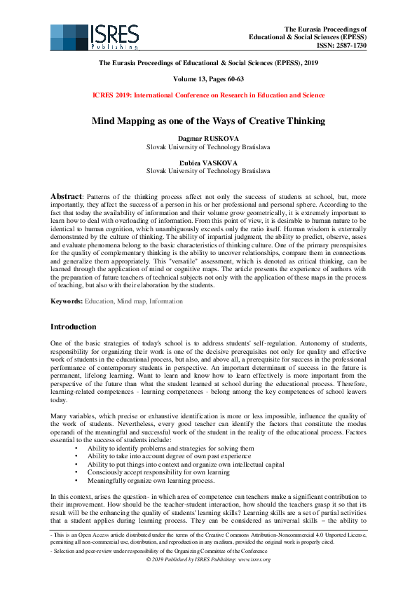 (PDF) Mind Mapping as one of the Ways of Creative Thinking