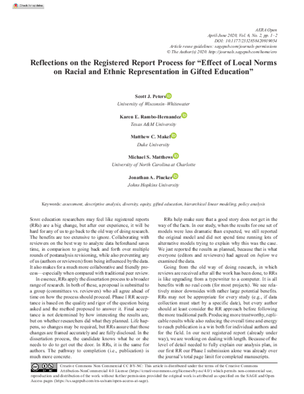 (PDF) Reflections on the Registered Report Process for “Effect of Local ...