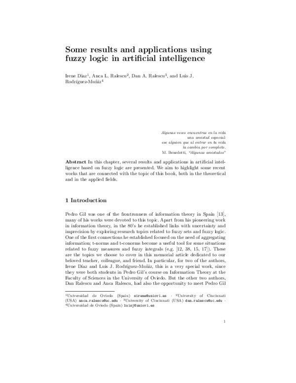(PDF) Some Results and Applications Using Fuzzy Logic in Artificial ...
