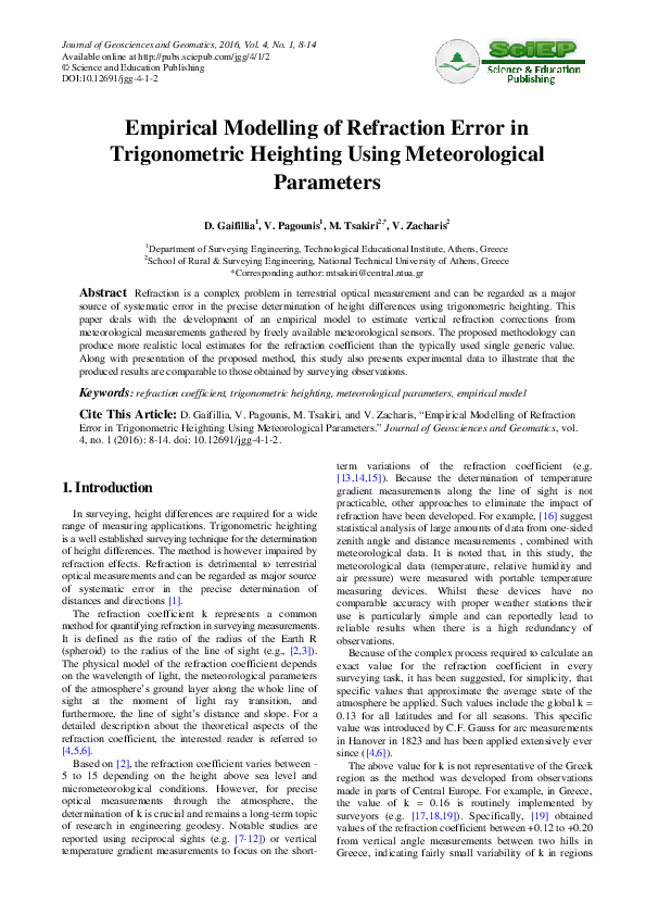 (PDF) Empirical Modelling of Refraction Error in Trigonometric ...
