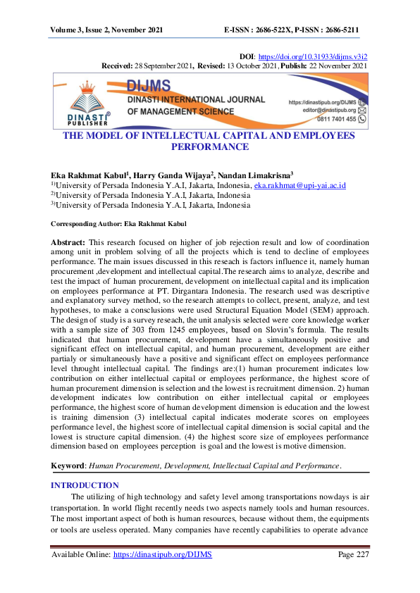 (PDF) The Model of Intellectual Capital and Employees Performance