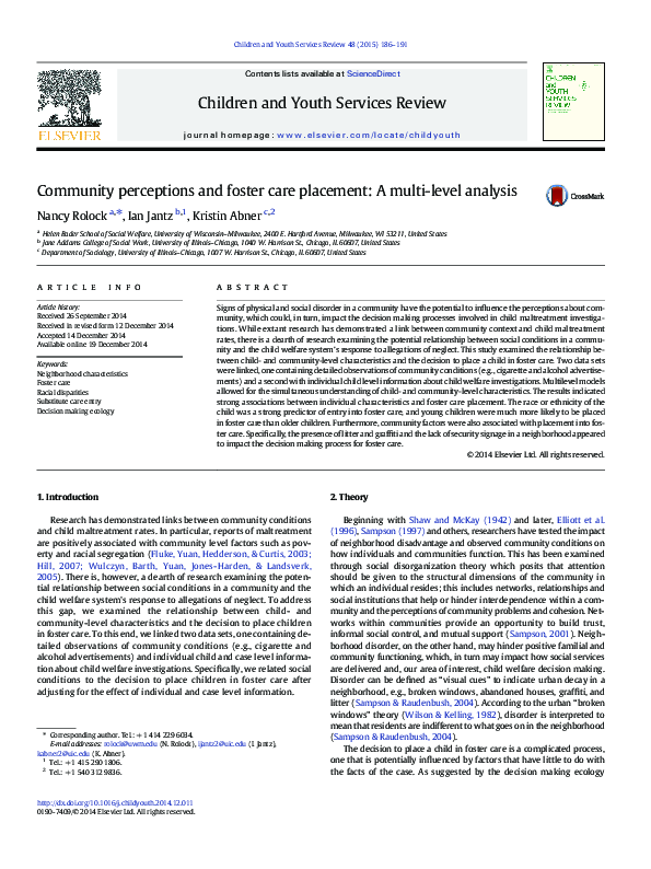 (PDF) Community perceptions and foster care placement: A multi-level ...