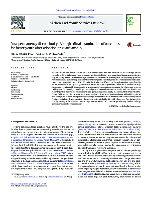 (PDF) Post-permanency discontinuity: A longitudinal examination of ...