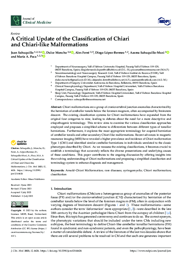 (PDF) A Critical Update of the Classification of Chiari and Chiari-like ...