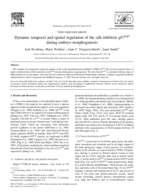 (PDF) Dynamic temporal and spatial regulation of the cdk inhibitor ...