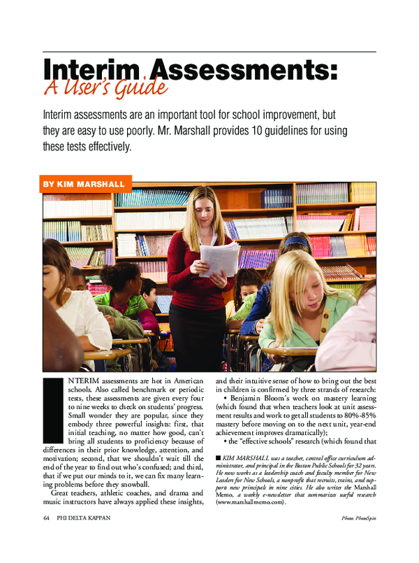 (PDF) Interim Assessments: A User's Guide
