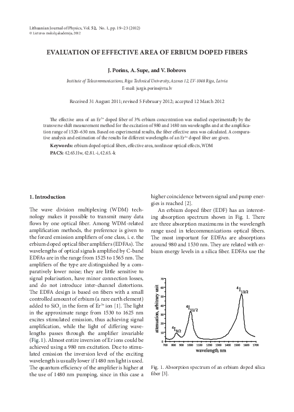 (PDF) Evaluation of effective area of erbium doped fibers