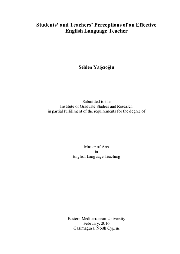 (PDF) Students’ and Teachers’ Perceptions of an Effective English ...