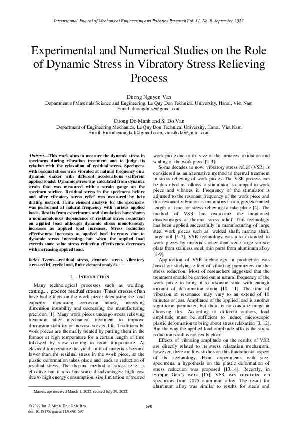 (PDF) Experimental and Numerical Studies on the Role of Dynamic Stress ...