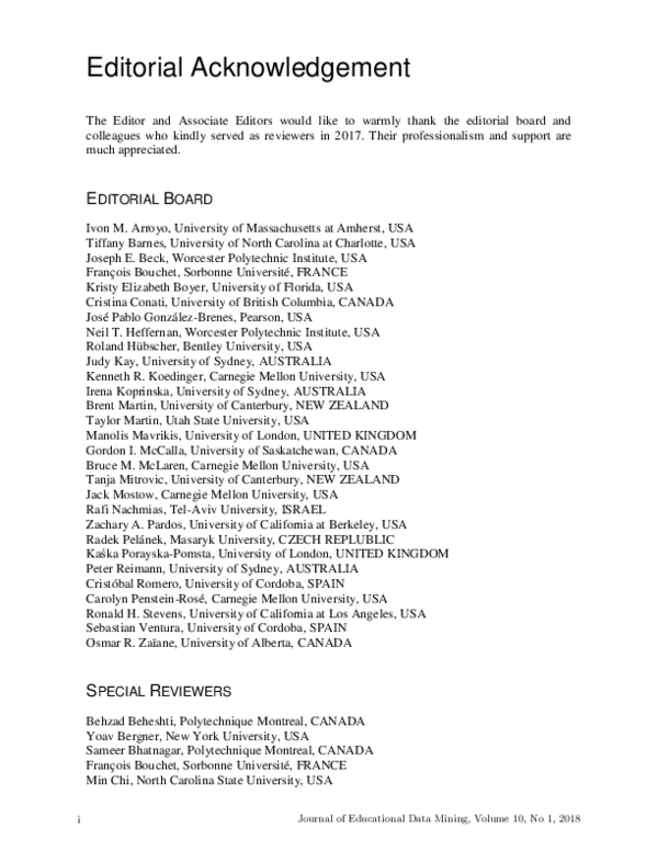 (PDF) Editorial Acknowledgement