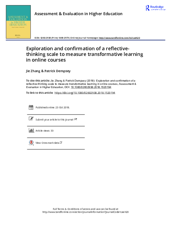 (PDF) Exploration and confirmation of a reflective-thinking scale to ...