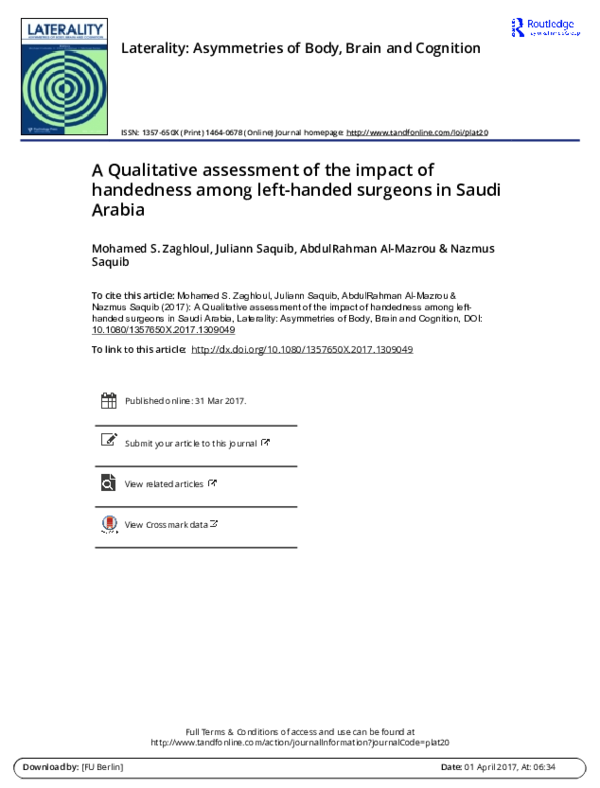 (PDF) A Qualitative assessment of the impact of handedness among left ...