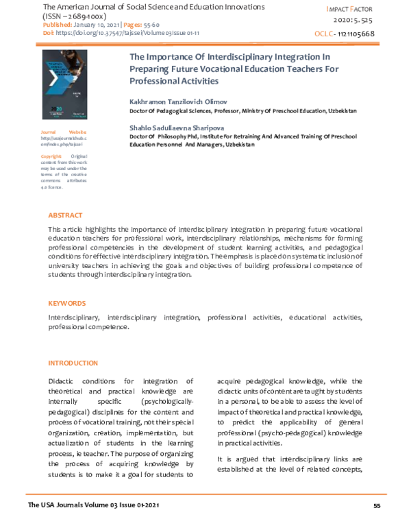 (PDF) The Importance Of Interdisciplinary Integration In Preparing ...