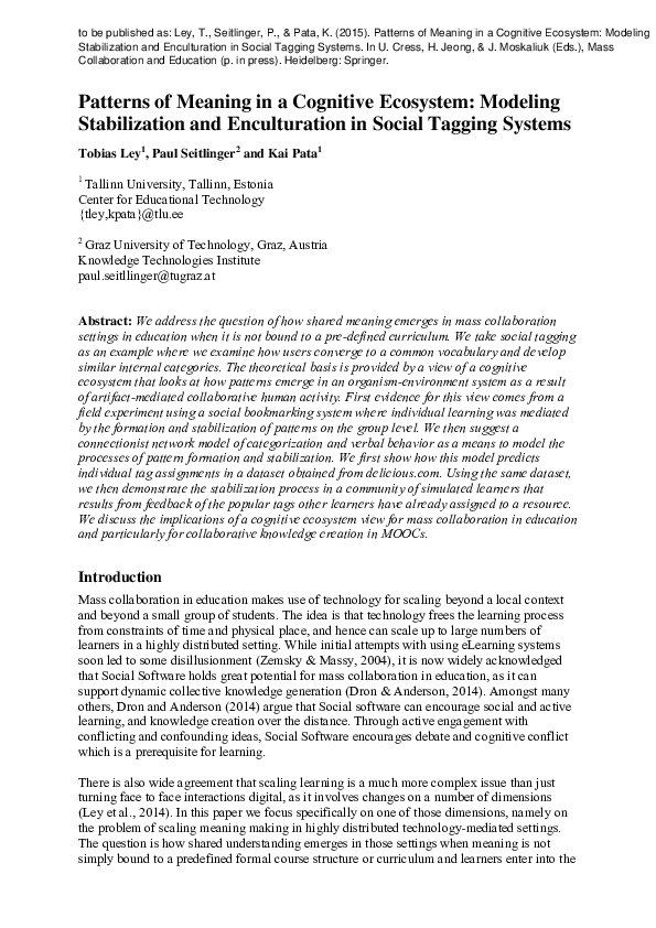(PDF) Patterns of Meaning in a Cognitive Ecosystem: Modeling ...