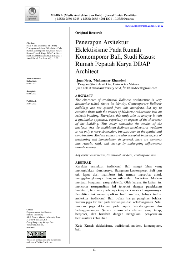 (PDF) Penerapan Arsitektur Eklektisisme Pada Rumah Kontemporer Bali ...