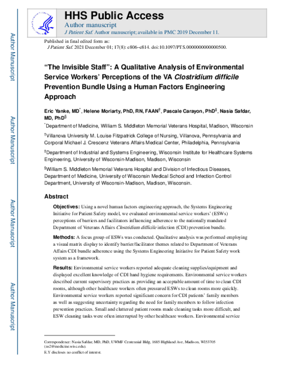 (PDF) “The Invisible Staff”: A Qualitative Analysis of Environmental ...