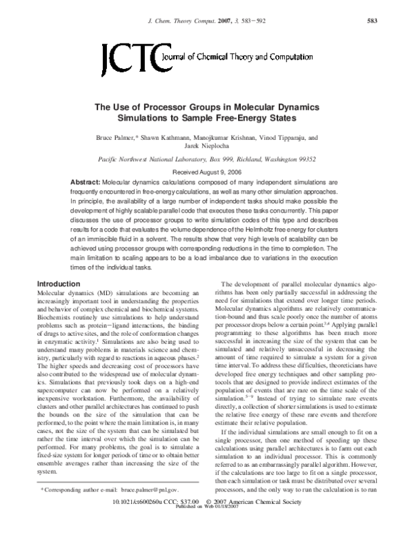 (PDF) The Use of Processor Groups in Molecular Dynamics Simulations to ...