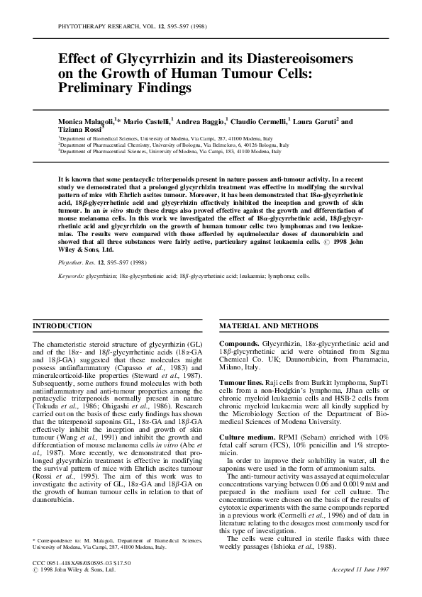 (PDF) Effect of glycyrrhizin and its diastereoisomers on the growth of ...