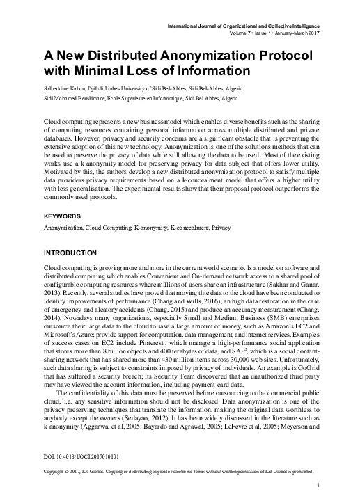(PDF) A New Distributed Anonymization Protocol with Minimal Loss of ...
