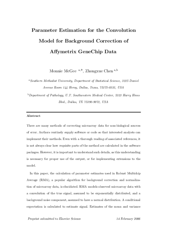 (PDF) Parameter Estimation for the Convolution Model for Background ...